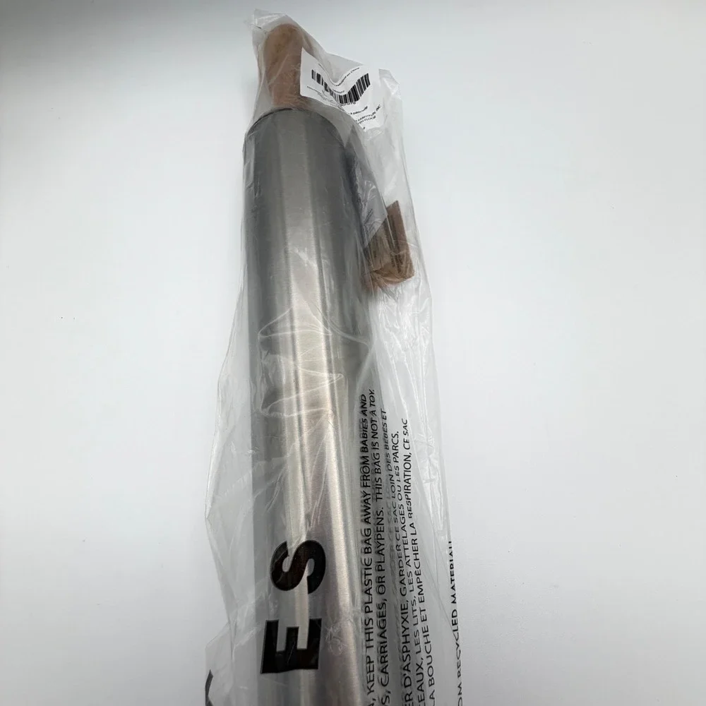 Short Stories 17 Inch Stainless Steel Rolling Pin Wood Handles FabFitFun NWT